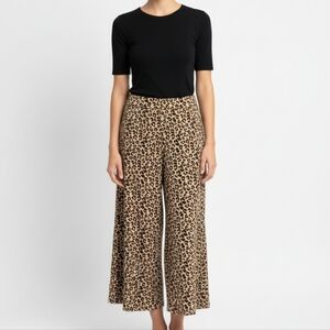 Banana Republic Small Brown Black Animal Print Leopard Wide Leg Pants